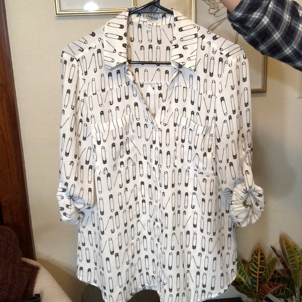 Safety Pin Print Portofino Shirt